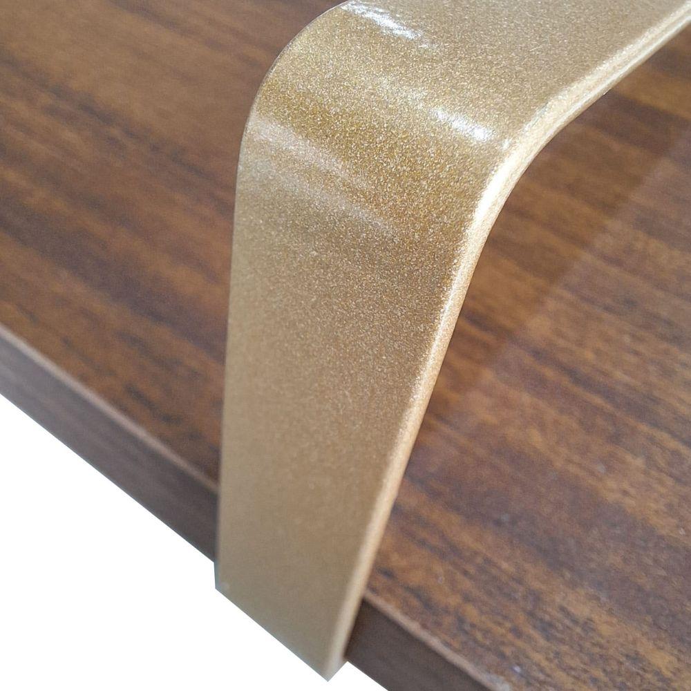 Bandeja Decorativa Castanho com Borda Infinita Alça Cobre