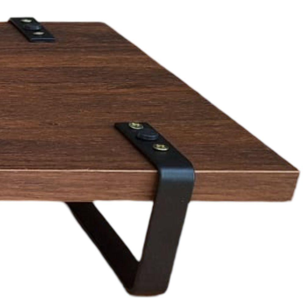 Bandeja Decorativa Castanho com Borda Infinita Alça Preta