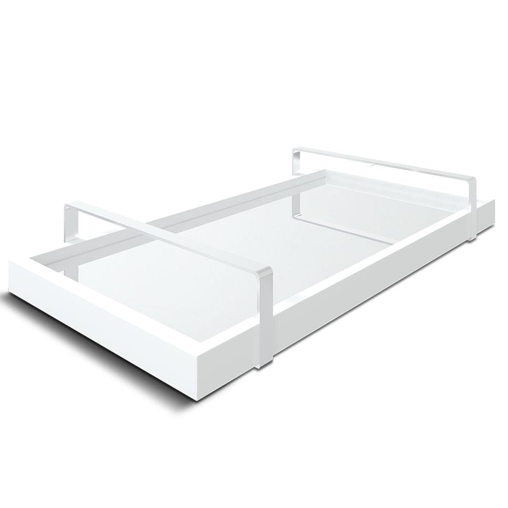 Bandeja Espelhada 25x50cm Branca Com Alça Prata