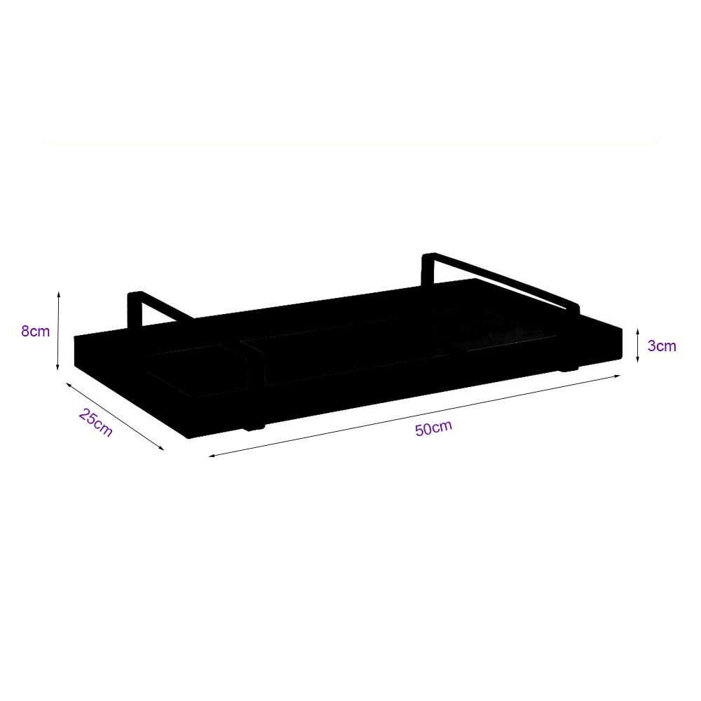 Bandeja Espelhada 25x50cm Castanho Com Alça Prata