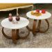 Conjunto Mesa de Centro e Lateral Pés Cebola Branco