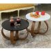 Conjunto Mesa de Centro e Lateral Pés Cebola Branco E Preto