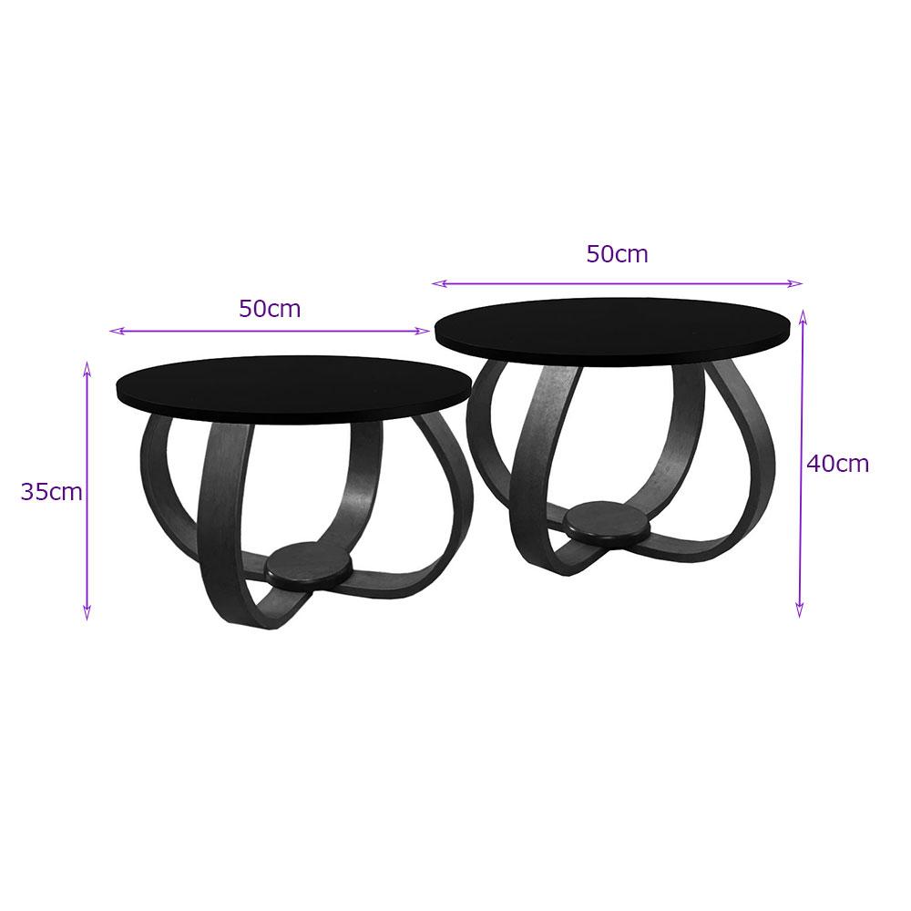 Conjunto Mesa de Centro e Lateral Pés Cebola Branco E Preto