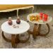 Conjunto Mesa de Centro e Lateral Pés Cebola Composê Espelhada Branco