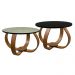 Conjunto Mesa de Centro e Lateral Pés Cebola Composê Espelhada Preto
