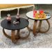 Conjunto Mesa de Centro e Lateral Pés Cebola Composê Espelhada Preto
