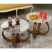 Conjunto Mesa de Centro e Lateral Pés Cebola Espelhada Branco