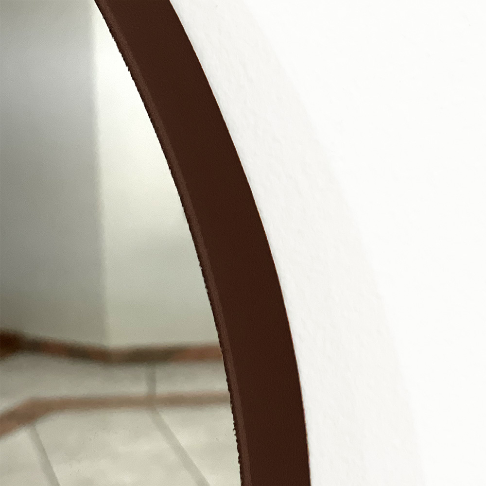 Espelho Adnet Redondo Decorativo Com Alça 50cm Completo Café