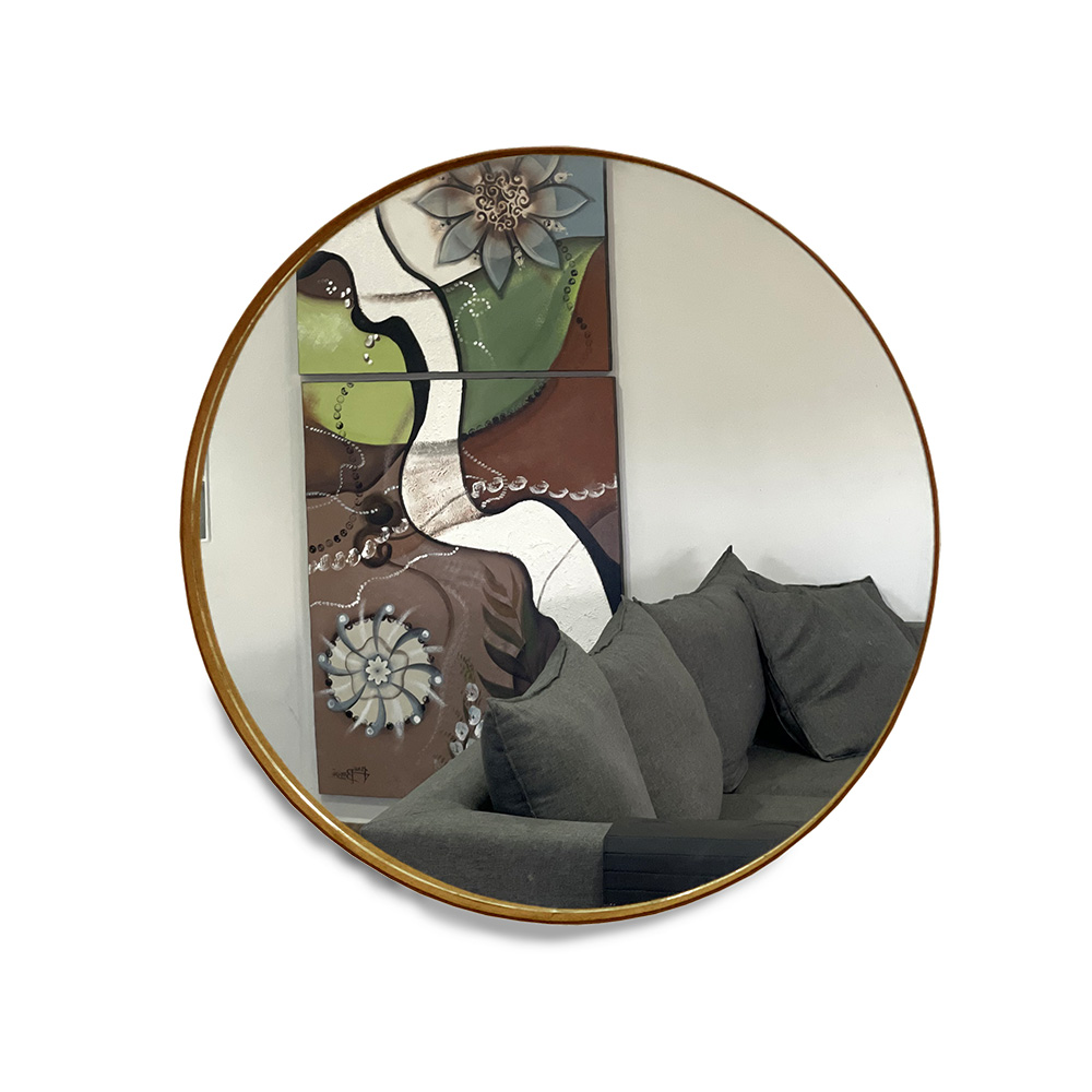 Espelho Redondo 50cm com Moldura Caramelo