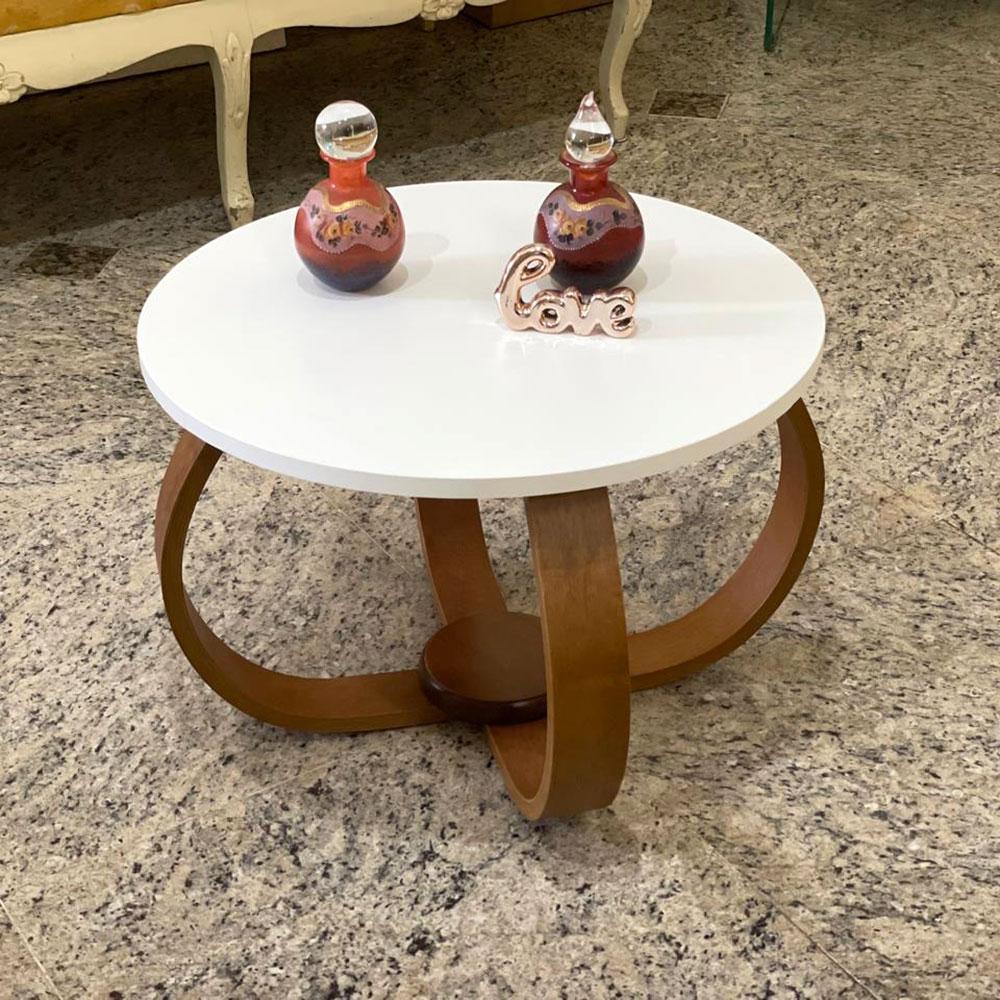 Mesa de Centro e Lateral Pés Cebola 50x35cm Branco