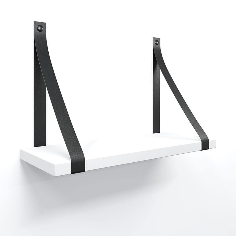 Prateleira em MDF Branco 30x15cm com Alça Preto