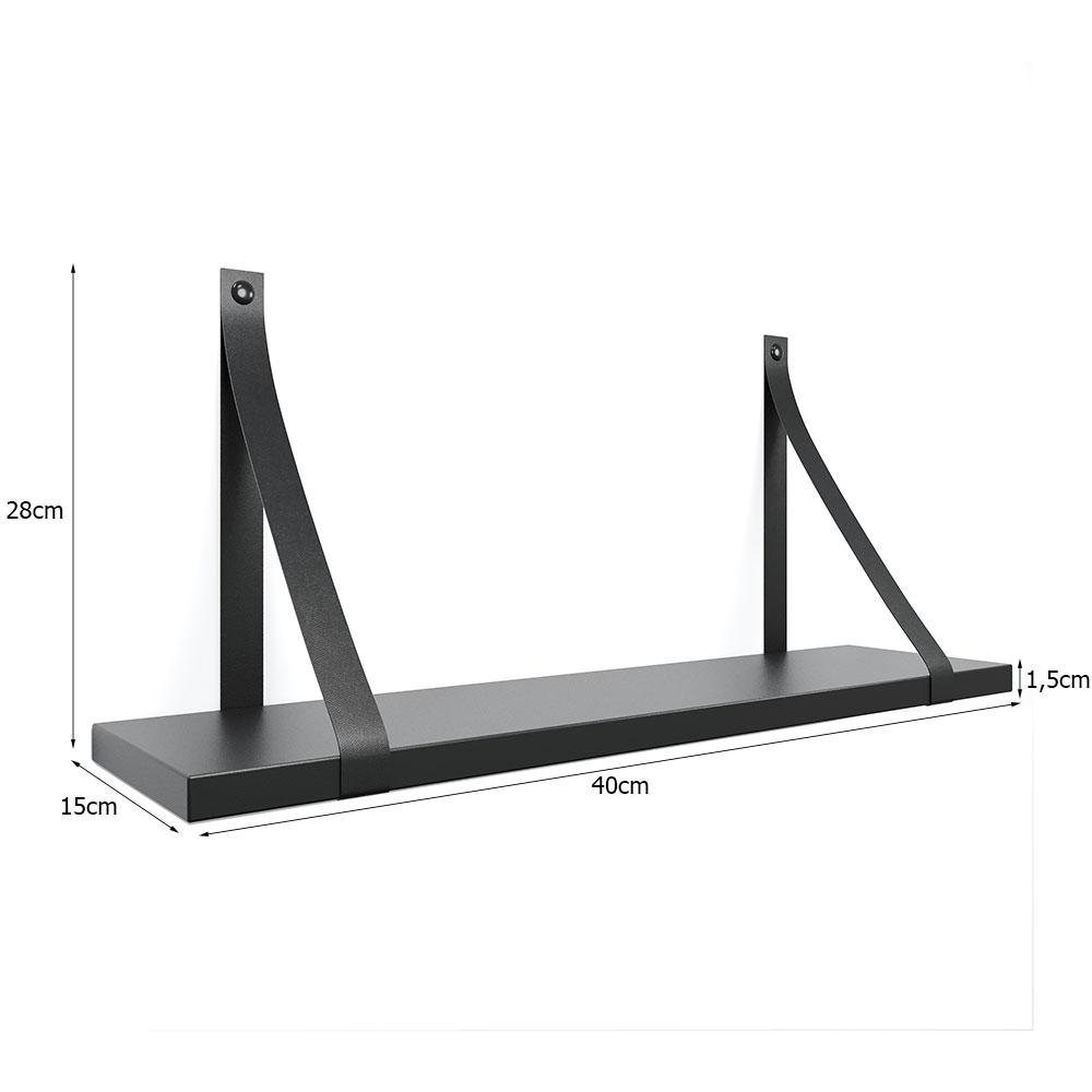Prateleira em MDF Branco 40x15cm com Alça Café