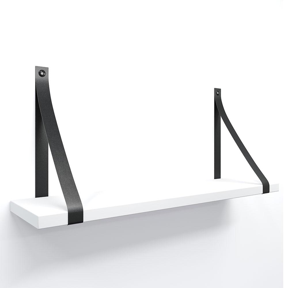 Prateleira em MDF Branco 60x15cm com Alça Preto