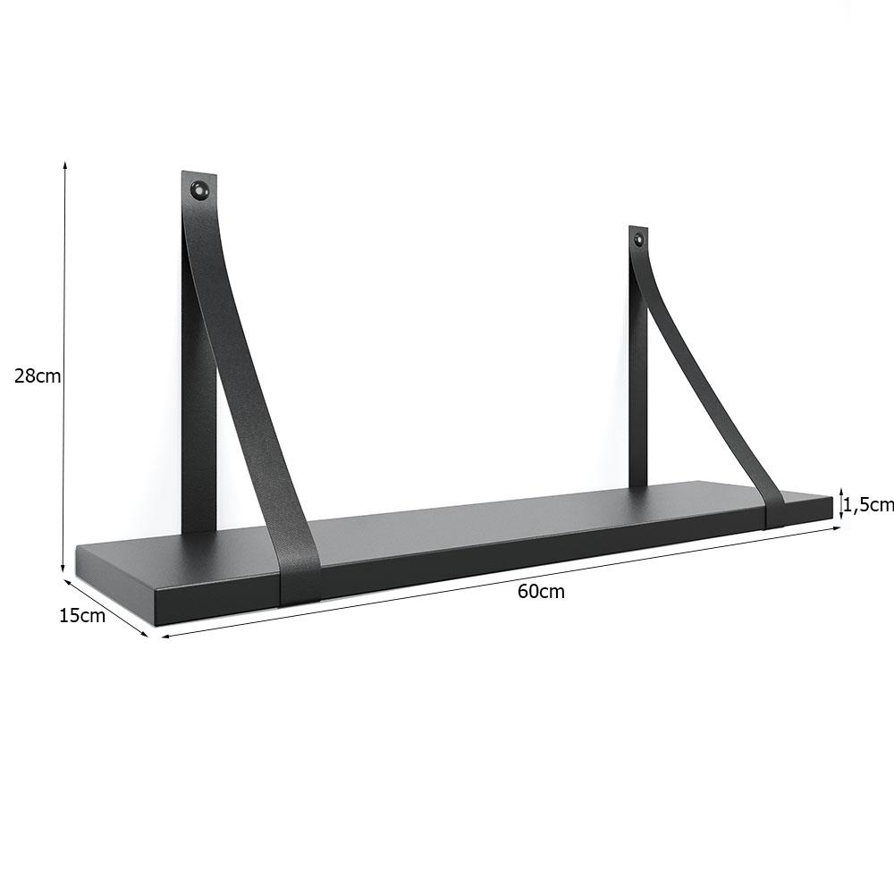 Prateleira em MDF Branco 60x15cm com Alça Preto