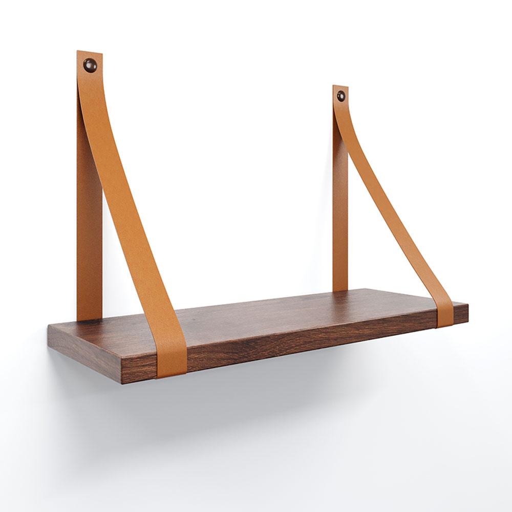 Prateleira em MDF Castanho 30x15cm com Alça Caramelo