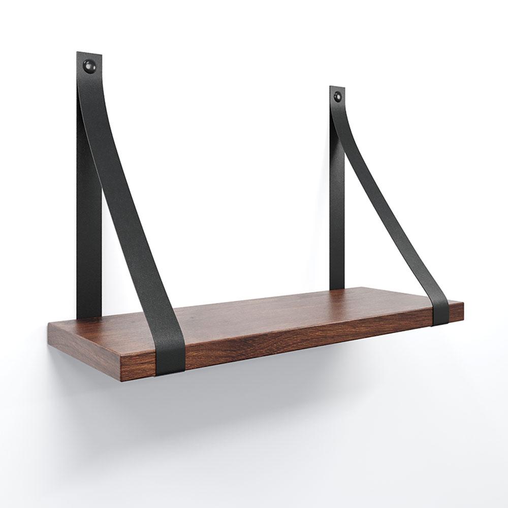 Prateleira em MDF Castanho 30x15cm com Alça Preto