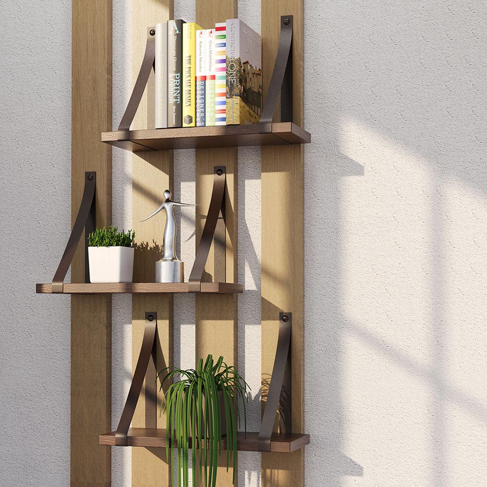 Prateleira em MDF Castanho 40x15cm com Alça Café