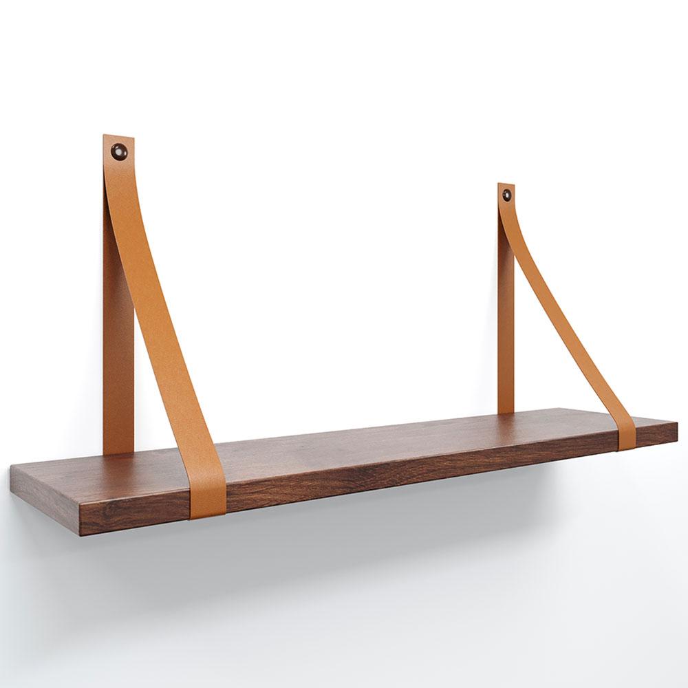 Prateleira em MDF Castanho 50x15cm com Alça Caramelo