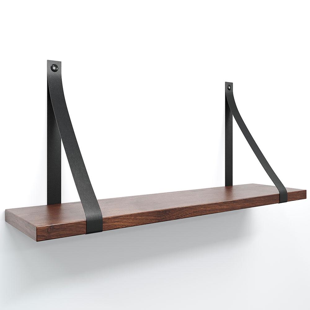 Prateleira em MDF Castanho 50x15cm com Alça Preto