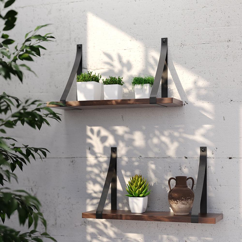 Prateleira em MDF Castanho 50x15cm com Alça Preto