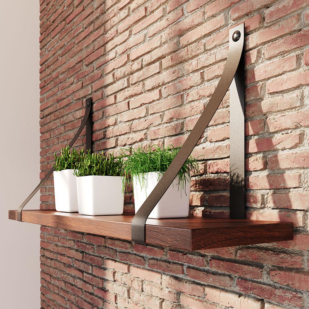 Prateleira em MDF Castanho 60x15cm com Alça Café
