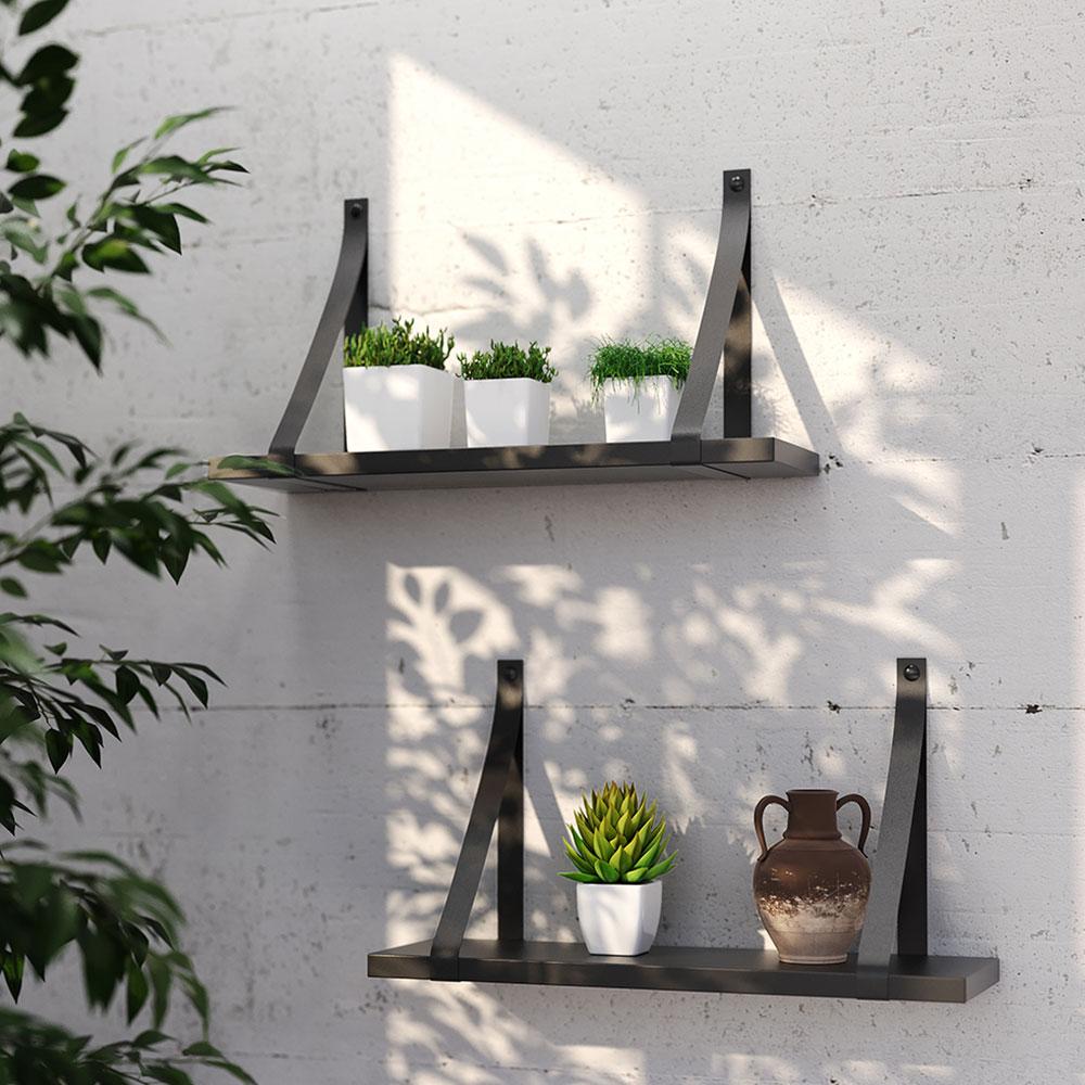 Prateleira em MDF Preto 50x15cm com Alça Preto