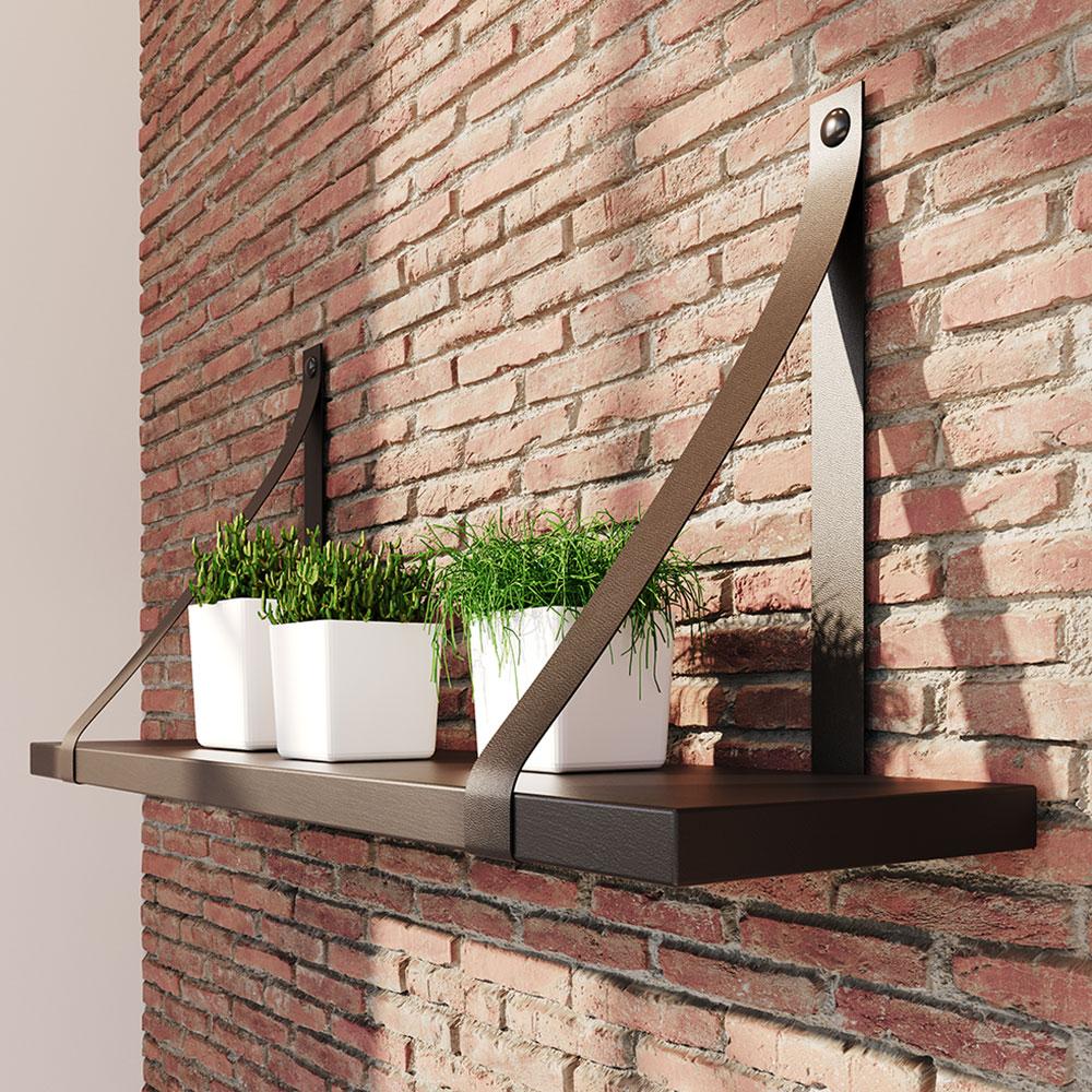 Prateleira em MDF Preto 60x15cm com Alça Café