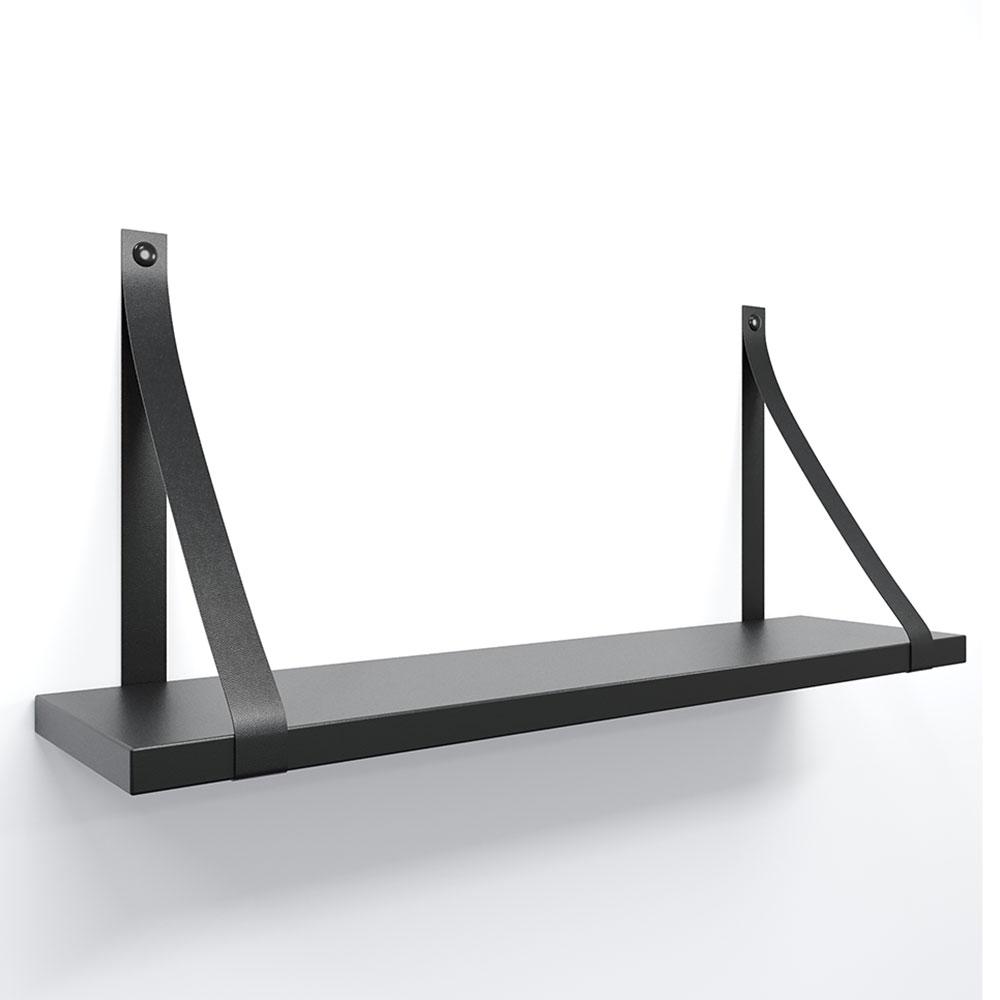 Prateleira em MDF Preto 60x15cm com Alça Preto