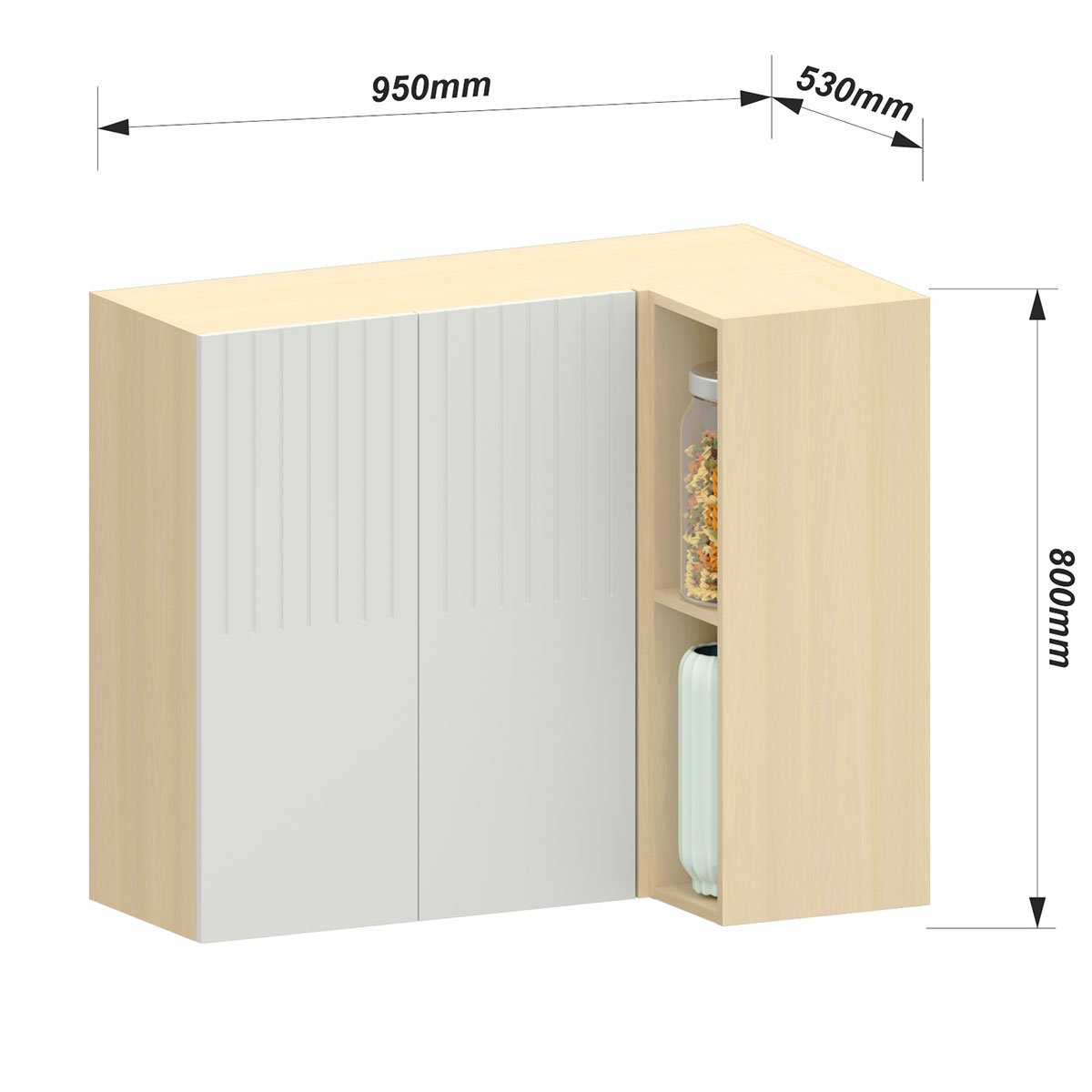 Armário Aéreo Canto Reto 2 Portas com Nicho Aurora Cinza Cristal Pet