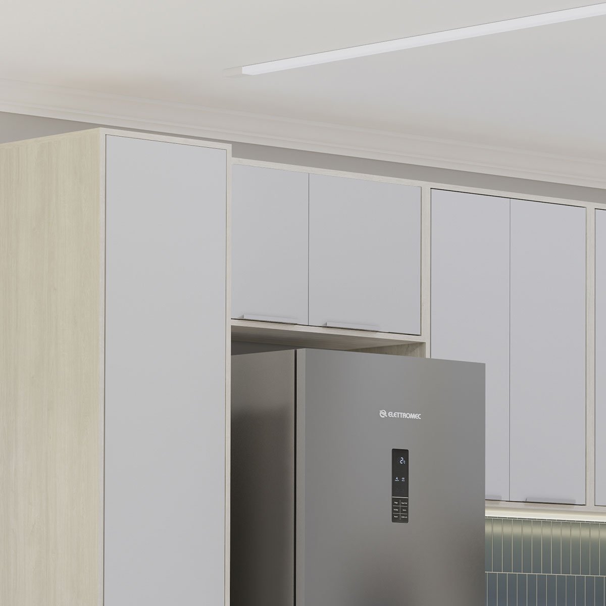 Armário Aéreo Geladeira 80 cm 2 Portas Atenas Cinza Cristal