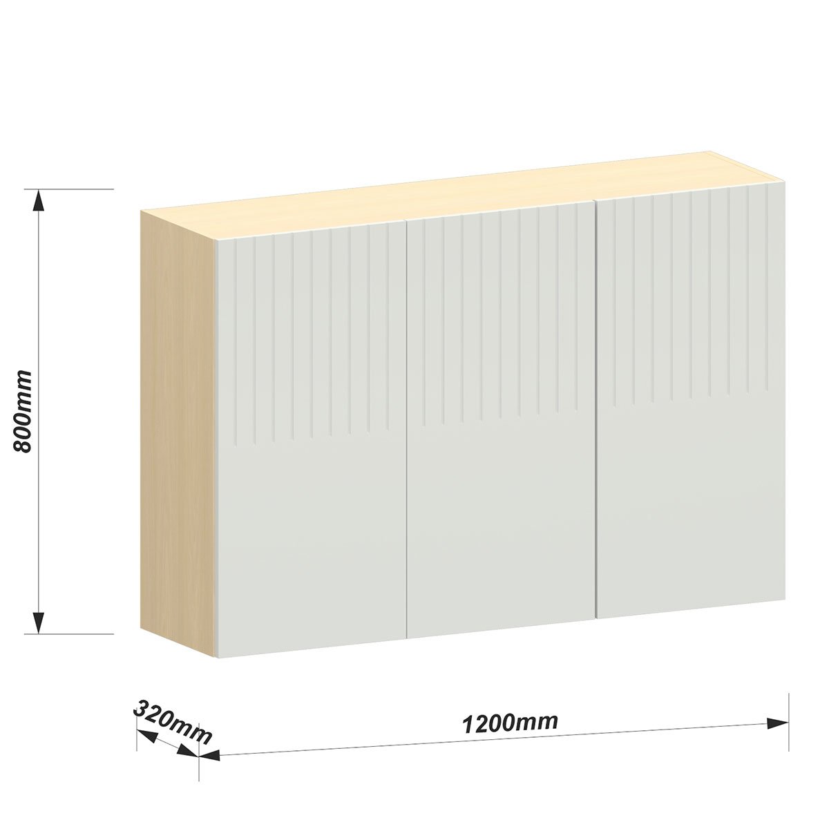 Armário Aéreo para Cozinha 120 cm 3 Portas Aurora Cinza Cristal Pet
