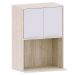 Armário Aéreo para Cozinha 2 Portas com Nicho 60 cm Atenas Cinza Cristal