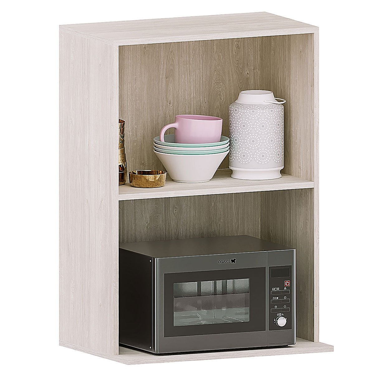 Armário Aéreo para Cozinha 2 Portas com Nicho 60 cm Atenas Cinza Cristal
