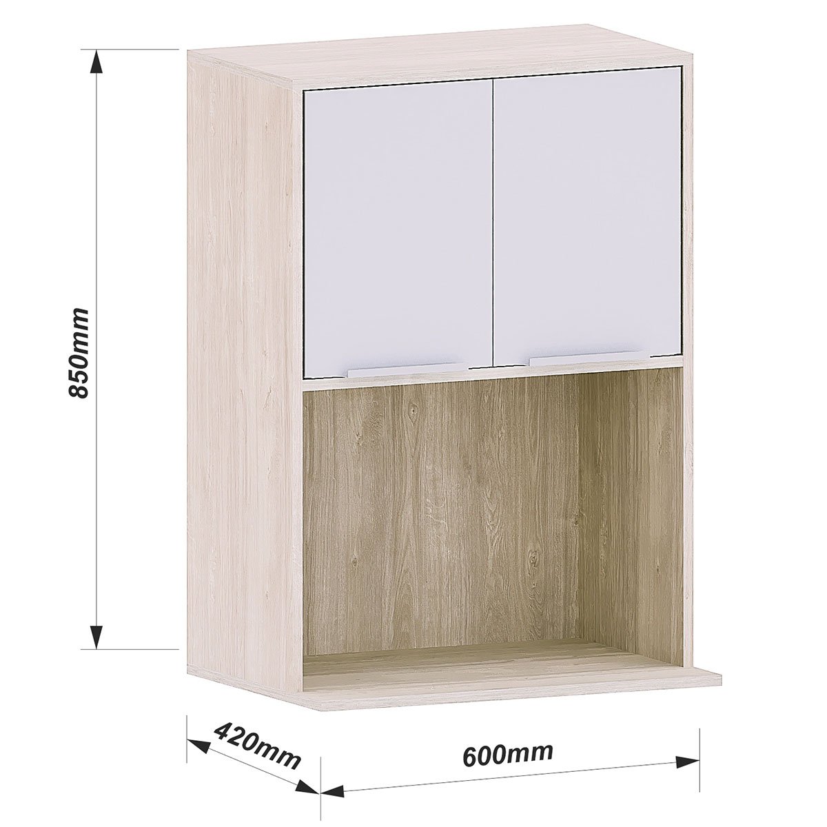 Armário Aéreo para Cozinha 2 Portas com Nicho 60 cm Atenas Cinza Cristal