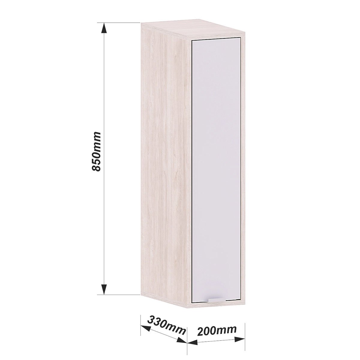 Armário Aéreo para Cozinha 20 cm 1 Porta Atenas Cinza Cristal