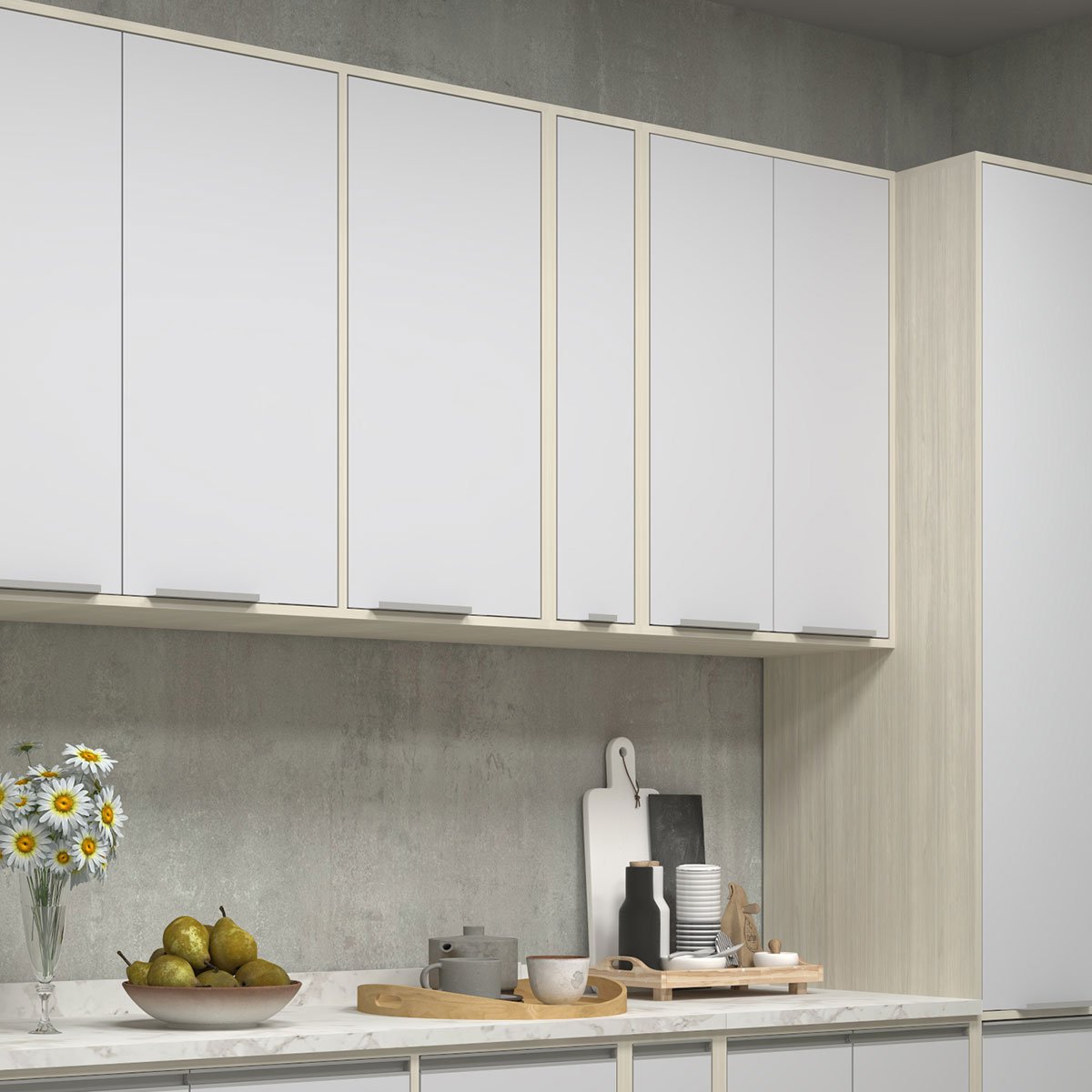 Armário Aéreo para Cozinha 20 cm 1 Porta Atenas Cinza Cristal