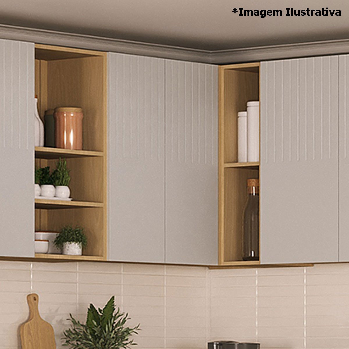 Armário Aéreo para Cozinha 40 cm 1 Porta Aurora Cinza Cristal Pet
