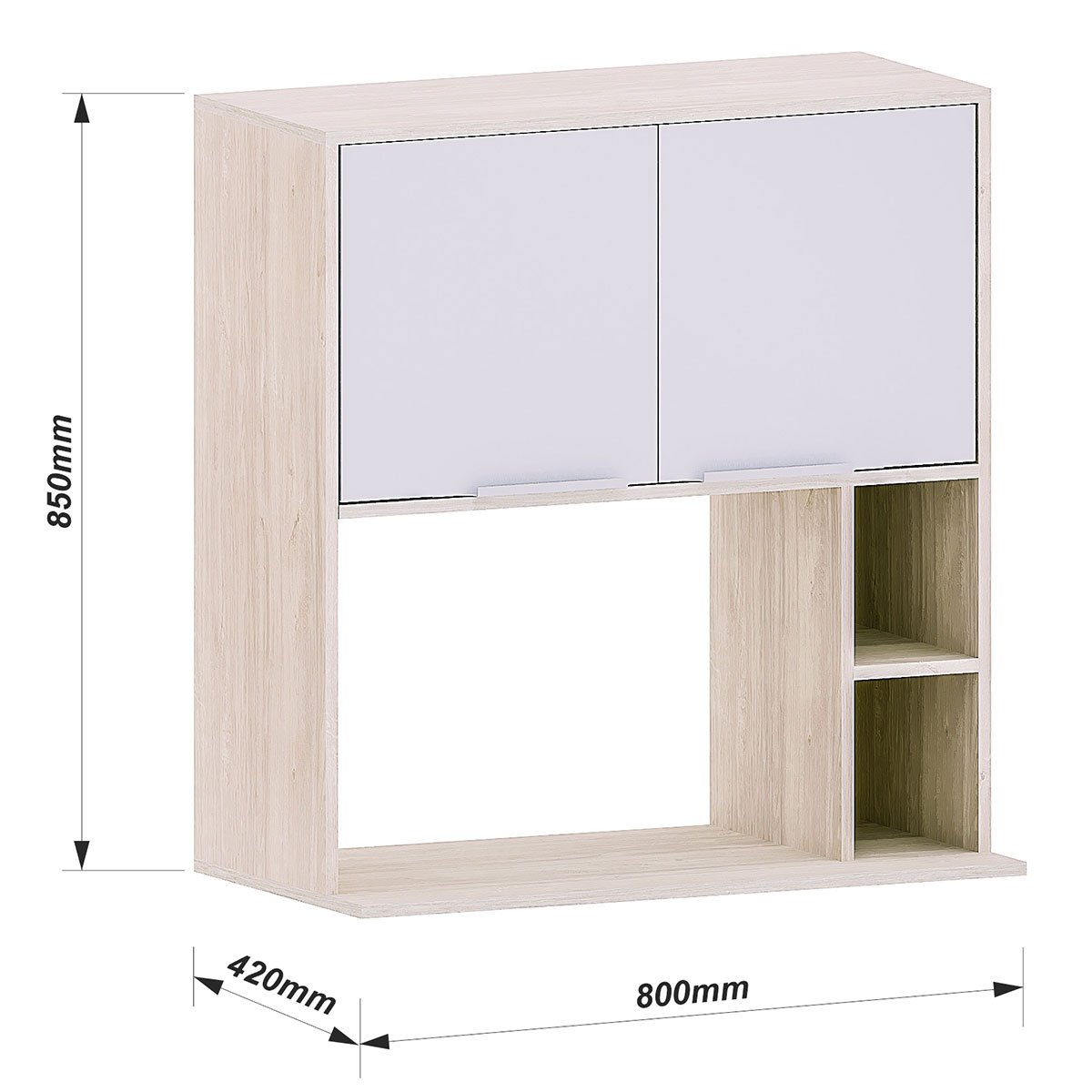 Armário Aéreo para Cozinha 80 cm 2 Portas com Nicho Atenas Cinza Cristal