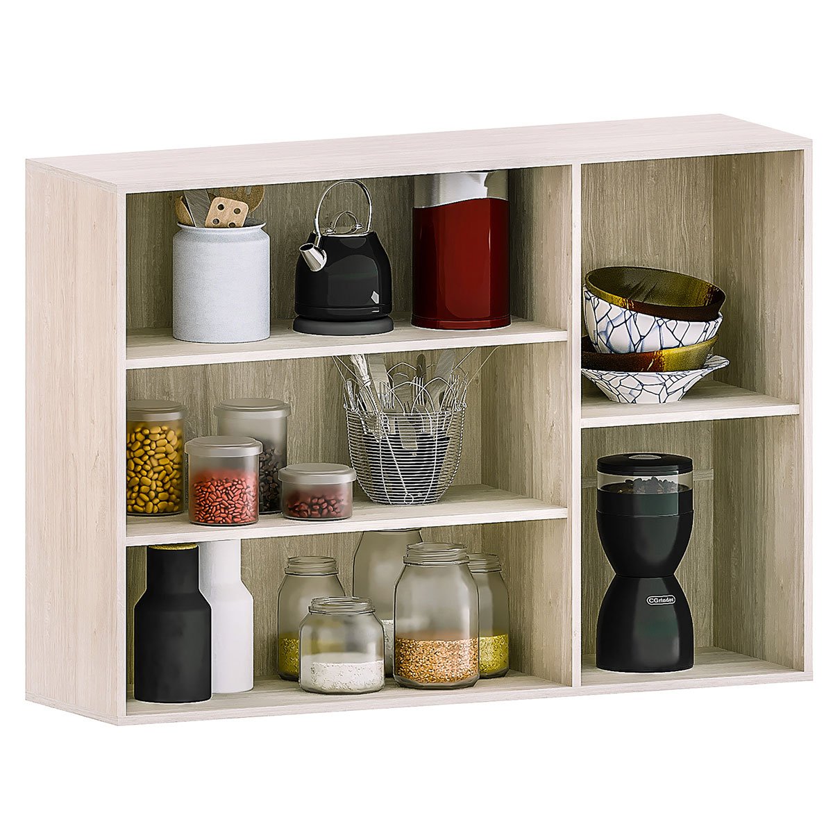 Armário Aéreo para Cozinha com Portas de Vidro 120 cm Atenas Cinza Cristal/Vidro Canelado