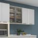 Armário Aéreo para Cozinha com Portas de Vidro 120 cm Atenas Cinza Cristal/Vidro Canelado