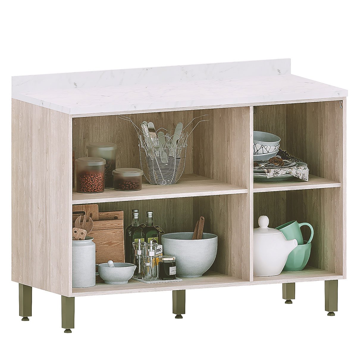 Balcão 120 cm para Cozinha Modulada 3 Portas Atenas Cinza Cristal