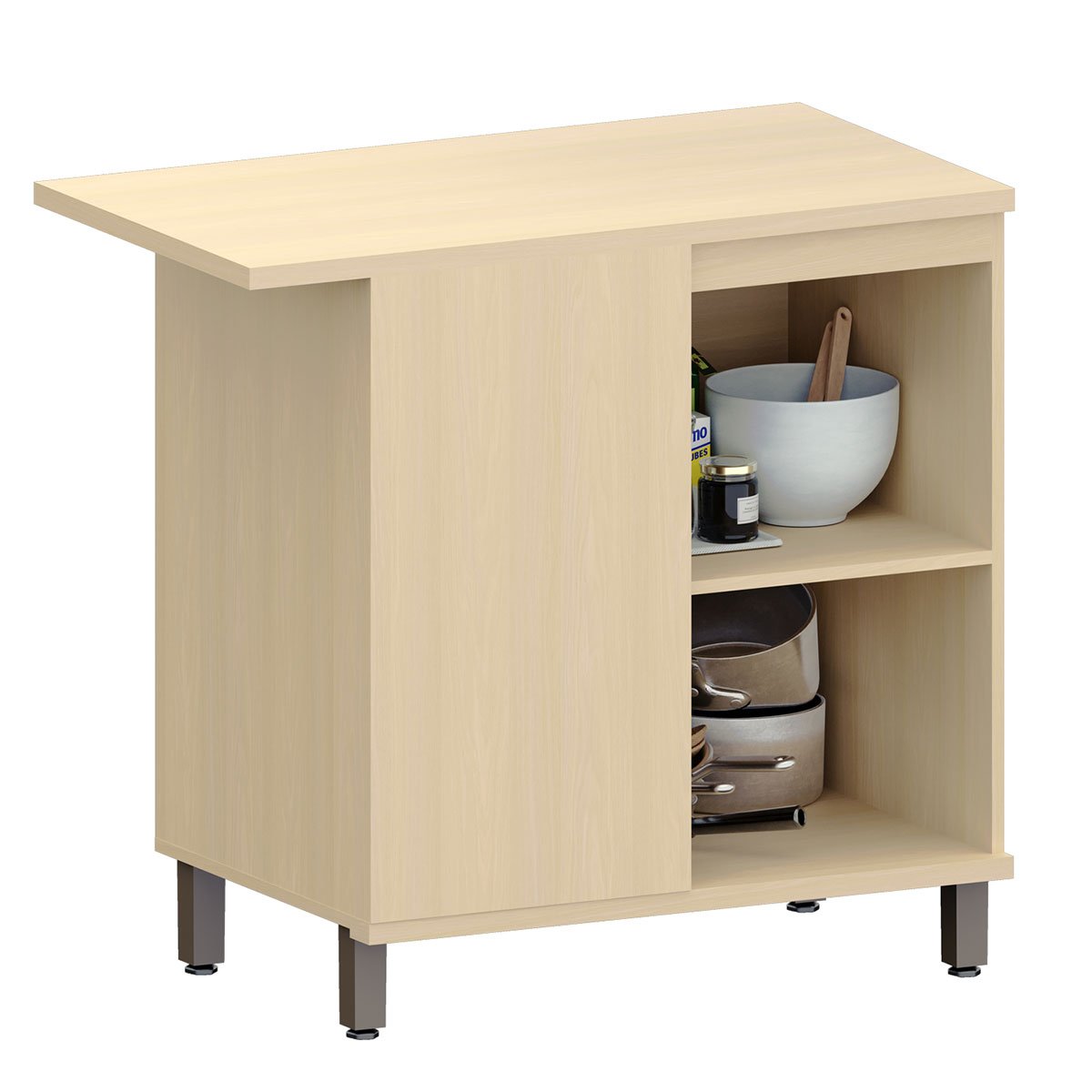 Balcão Canto Reto para Cozinha 1 Porta MDP/MDF Aurora Carvalho