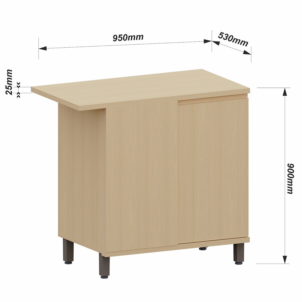 Balcão Canto Reto para Cozinha 1 Porta MDP/MDF Aurora Carvalho