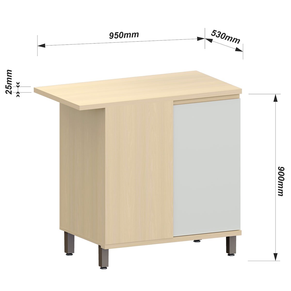 Balcão Canto Reto para Cozinha 1 Porta MDP/MDF Aurora Cinza Cristal