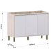 Balcão de Pia 120 cm para Cozinha 3 Portas Atenas Cinza Cristal