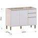 Balcão de Pia para Cozinha 120 cm 2 Portas 3 Gavetas Atenas Cinza Cristal