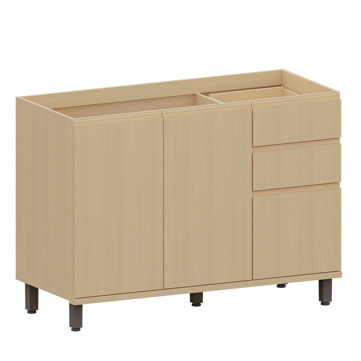 Balcão de Pia para Cozinha 120 cm 3 Portas 2 Gavetas Aurora Carvalho