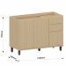 Balcão de Pia para Cozinha 120 cm 3 Portas 2 Gavetas Aurora Carvalho