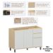 Balcão de Pia para Cozinha 120 cm 3 Portas 2 Gavetas Aurora Cinza Cristal