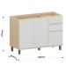 Balcão de Pia para Cozinha 120 cm 3 Portas 2 Gavetas Aurora Cinza Cristal